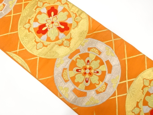 アンティーク　花車模様織り出し丸帯(材料)